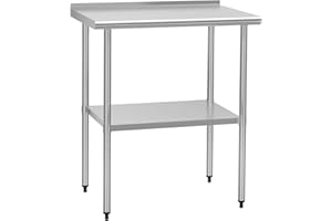 HOCCOT Stainless Steel Table for Prep & Work 24" X 30" inches with Adjustable Shelf and Backsplash, Commercial Workstations, Utility Table in Kitchen Garage Laundry Room Outdoor BBQ