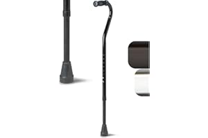 Medline Bariatric Offset Walking Cane for Seniors & Adults; Adjustable Height 29"-38"; Ideal for Balance Support; Injury & Po