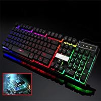 Riforla 104 Keys Gaming Keyboard,USB with Led Rainbow Lighting,Backlit, Ergonomic, Quiet, Water Resistant,Black RGB PC Windows PS4 Mac Keyboards - Teclado Gamer Silent Lighted Up Keys (Ship from USA)