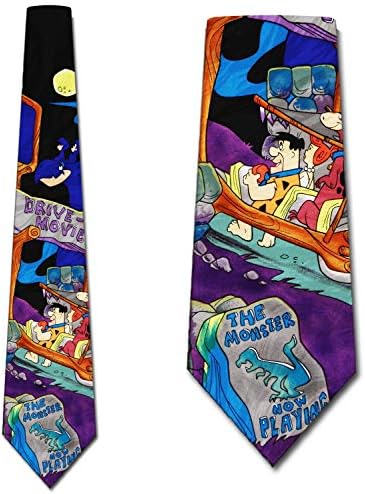 Flintstones Drive In Movie Tie - Mens Cartoon Necktie