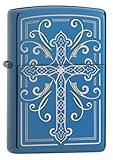 Zippo Elegant Cross Design High Polish Blue Finish