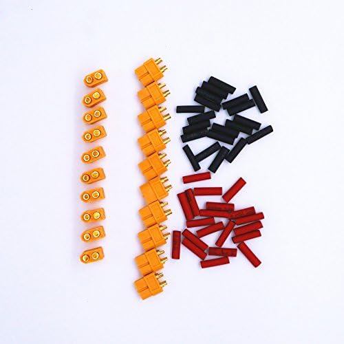 Saliency XT60 Connectors Plugs for RC Lipo Battery with Heat Shrink Tubing (10 Pairs XT60+ 40 Heat Shrink Tubing)