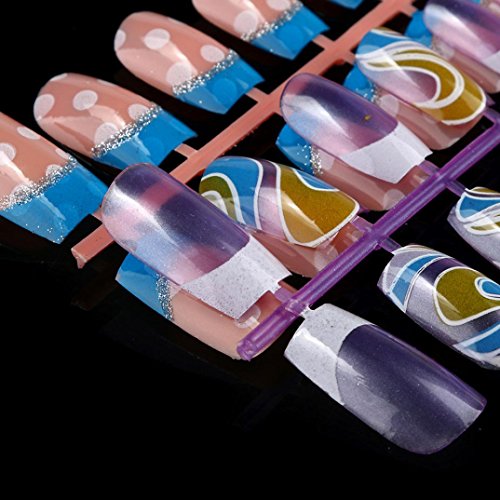Nail Art,Putars Fashion 144Pcs Mixed Set False Nail Tips Artificial Fake Nails Art Acrylic Manicure Gel - Thumbnail 4