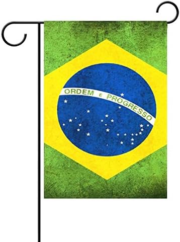 KGEDLA Retro Brazilian Flag Long Polyester Garden Flag Banner 28 x 40 inch for Wedding Anniversary Home Outdoor Garden Decor