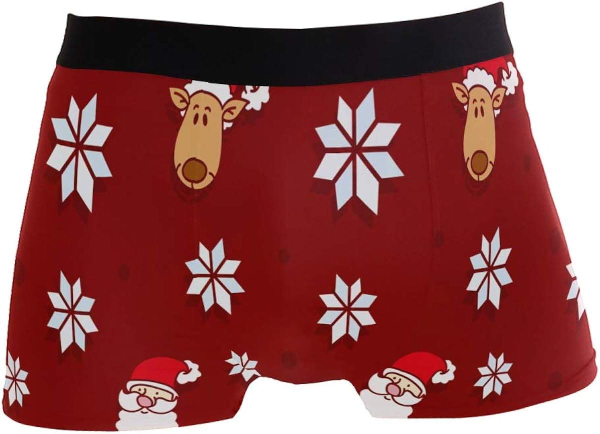 Mens Christmas Reindeer Red Xmas Santa Claus Box Briefs Underwear Shorts at Amazon Men’s