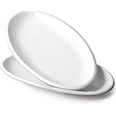 DOWAN 16" Serving Platters, Serving Platters for Wedding, Large Oval Porcelain Serving Tray for Entertaining, Dinner Platters for Serving Food Appetizers Meat, Serving Dishes for Parties, Set of 2