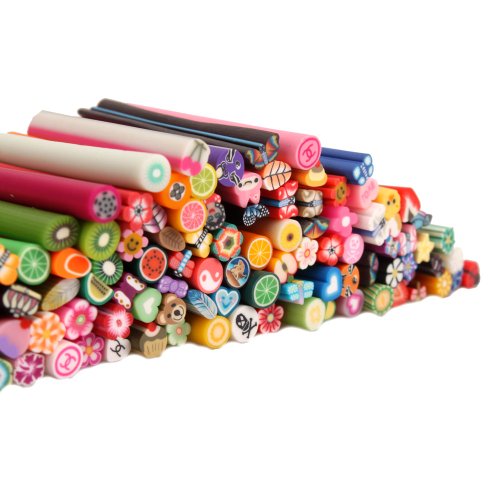 150pcs 3D Cute Designs Nail Art Fimo Canes Sticks Stickers Rods Gel Tips Manicure Decoration + Blade