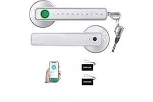 TEKXDD Smart Door Lock with Keypad Handle - 4-in-1 Unlocking (Password/Fingerprint/Key/Tuya BLE APP) for Homes, Apartments, B