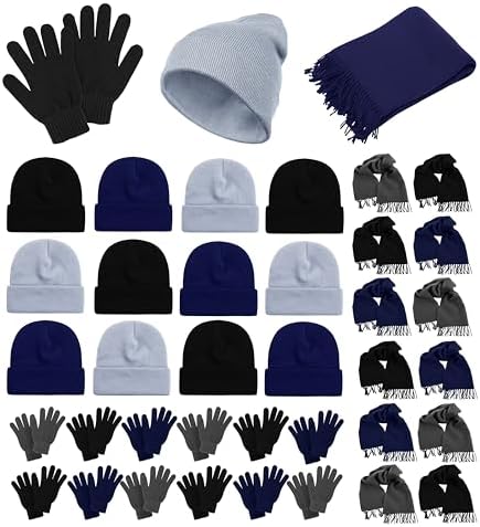 Winter Beanies Gloves Set Unisex Warm Knit Hats and Mitts Bulk 48 Pack Amazon.com: 48 Pcs Kids Winter Beanie and Gloves Set Bulk  main image 2