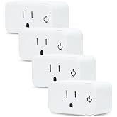 Lunabode LED 4 Pack Smart Home Wi-Fi Plugs - Alexa &amp; Google Home Compatible, White, Toggle Switch, Automatic Operation