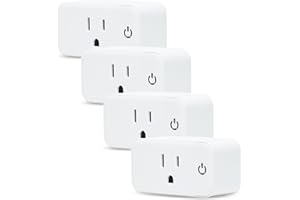 Lunabode LED 4 Pack Smart Home Wi-Fi Plugs - Alexa & Google Home Compatible, White, Toggle Switch, Automatic Operation