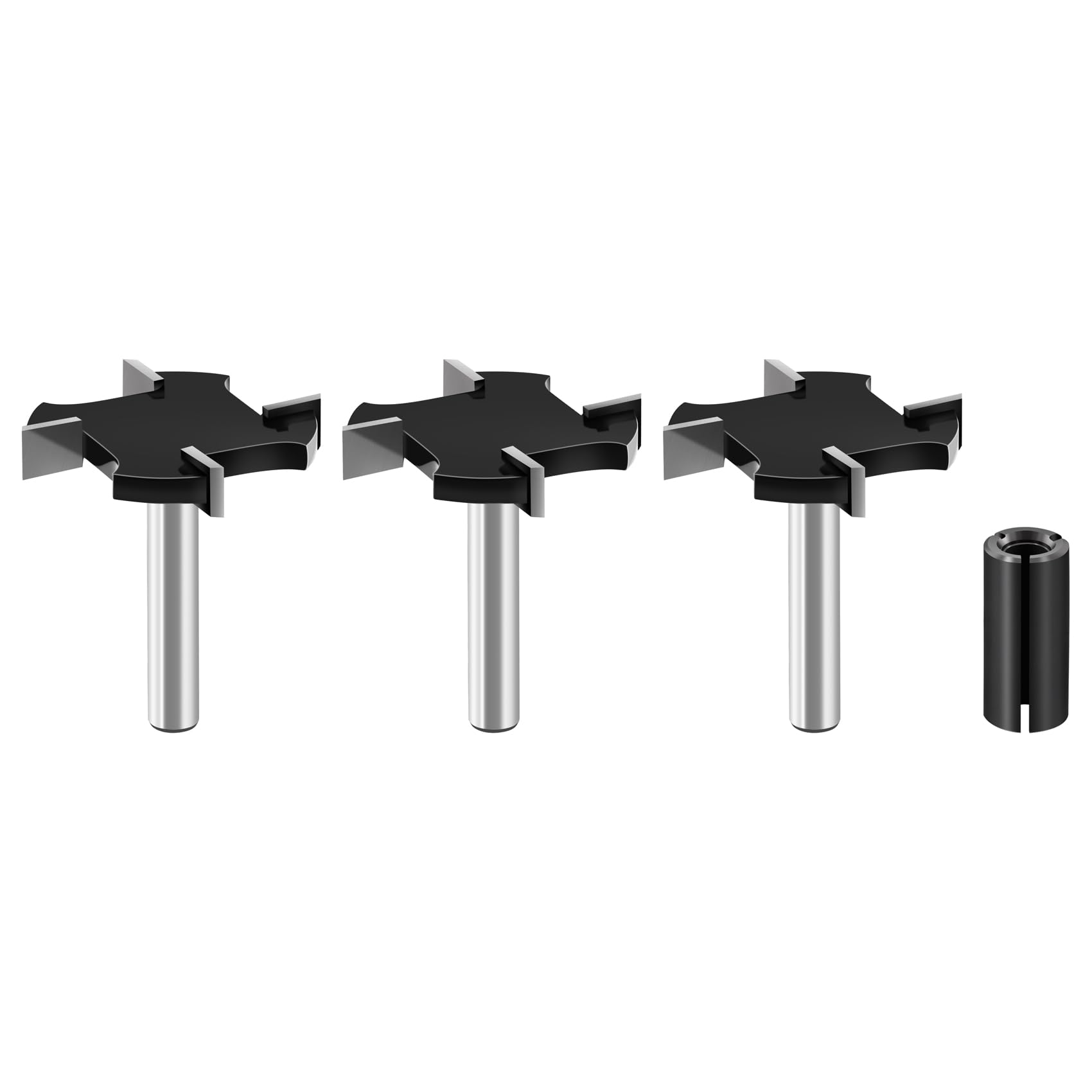 BGTEC CNC Spoilboard Surfacing Router Bits - Slab Flattening Router Bit 2PCS 6.35 MM Shank, 38 MM Cutting Diameter with Round Shank Carbide Tipped Wood Milling Cutter Woodworking Tools (4 Wings)