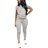 Nimsruc Two Piece Outfits for Women Short Sleeve Sweatsuit Casual Tracksuit
