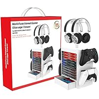 ECHZOVE PS5 Game Organizer, Storage Stand for Nintendo Switch Accessories, Joy-Con Controllers, Pro Controllers, Headsets, Ga