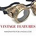 Steampunk Goggles Victorian Style Vintage Design in Antique Gold Tone,Dystopian Society Look (Clear)