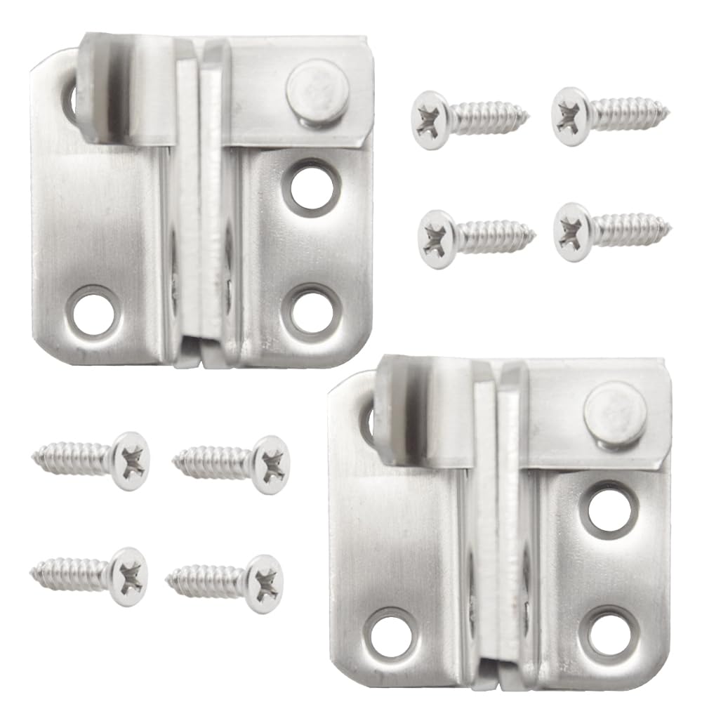 Hocansen 2 Pcs Hasp Latch Lock Small Gate Latch,Stainless Steel Slide Door Lock Bolt Buckle with Screws Protection Padlock Hasp for Cabinet Furniture Windows (MS-YK)