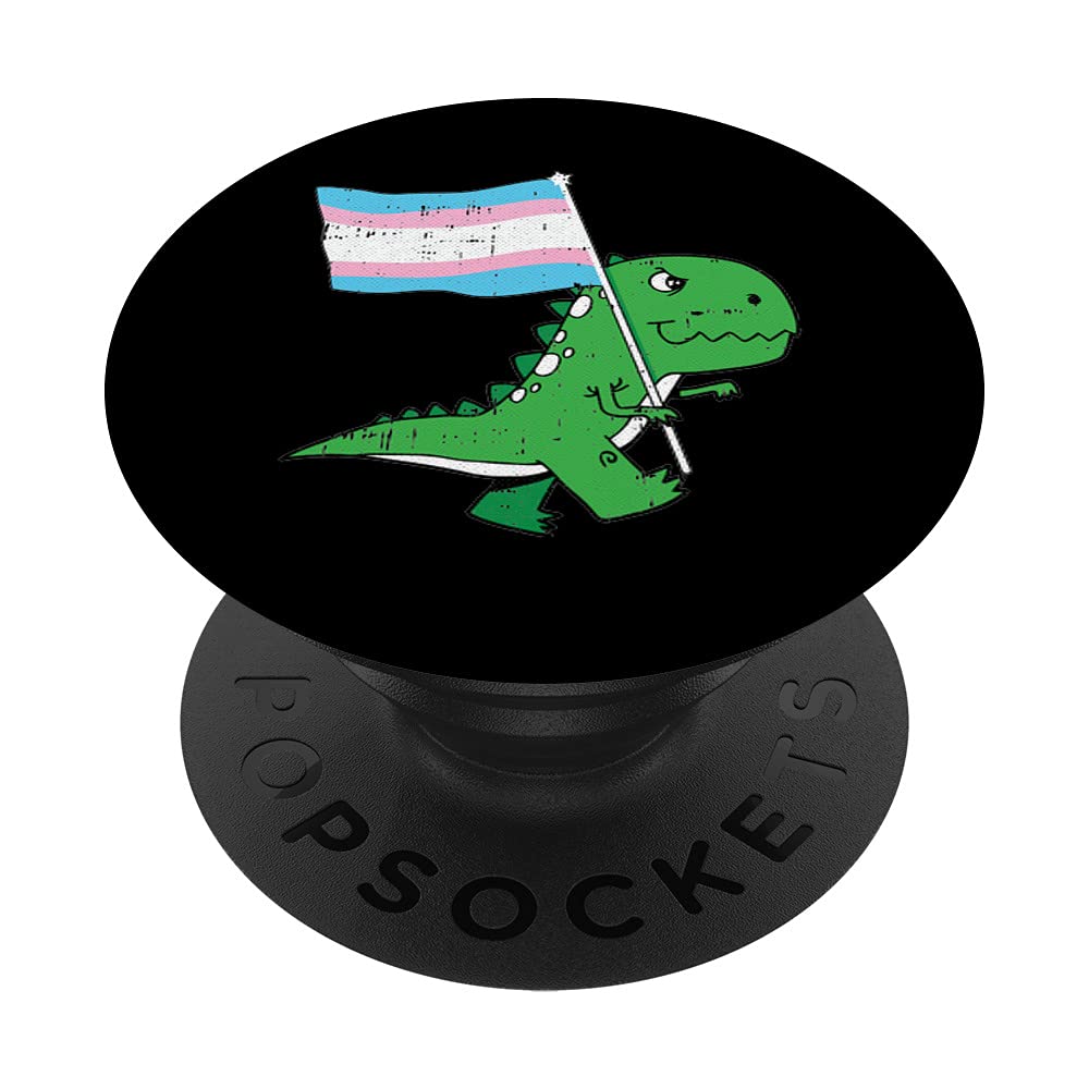 T-rex Trans-gender Pride Flag Funny Dino-saur LGBTQ Ally PopSockets Swappable PopGrip