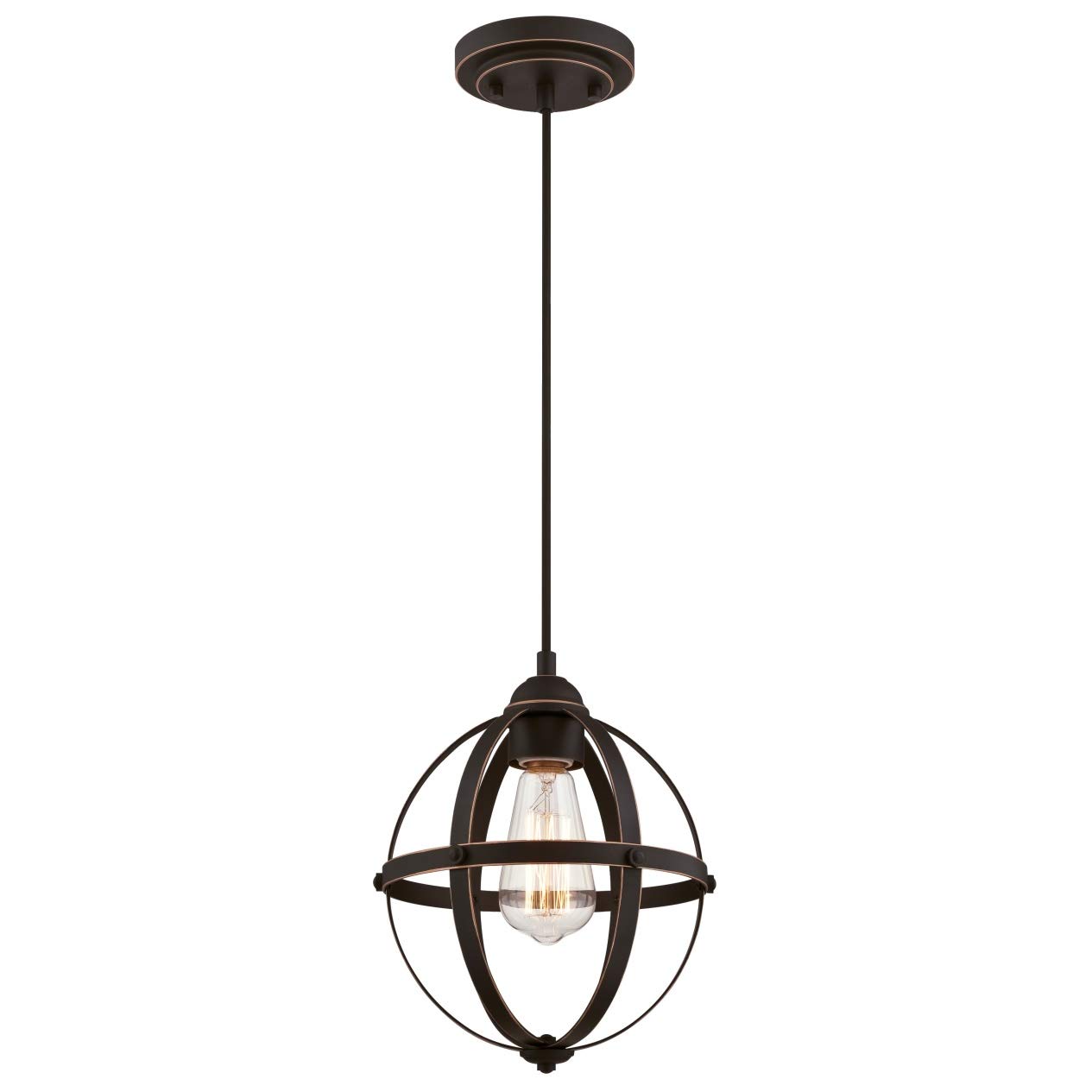 63619 Stella Mira One-Light Indoor Pendant, Oil Rubbed Bronze Finish with Highlights