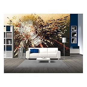 Digital Painting of Abstract High Technology Circle Background - Removable Wall Mural | Self-Adhesive Large Wallpaper - 66x96 inches