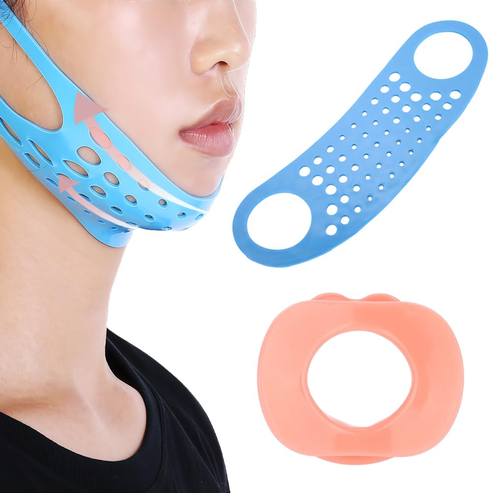Photo 1 of Pongnas Face Lifting Band, Chin Cheek Slimming Mask Double Chin Strap V Face Bandage Silicone Lip Trainer AntiWrinkle Tool