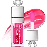 Hydrating Lip Glow Oil, Lip Oil Gloss Transparent Toot Tinted Nourishing Long Lasting Repairing Lightening Lip Lines (CHERRY) 0.2 OZ
