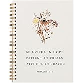 PLKMN Boho Floral Christian Notebook Journal for Women, Prayer Journal, Romans 12:12 Be Joyful in Hope Bible Notebooks for Note Taking, Bible Journaling Notebook, Spiral Notebook 5.5x8.3 Inch