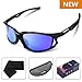 KKUP2U Polarized Sports Sunglasses for Men and Women Cycling, Baseball, Running, Riding, Golf, Fishing, TR91 Frame, 400 UV Protection Glasses -Black Blue