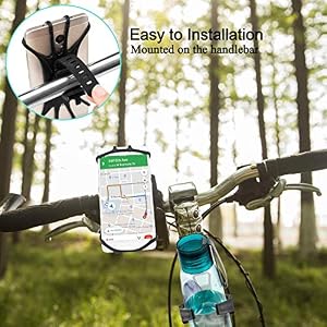 M-Aimee 2 Pack Bike Water Bottle Holder No Screws with 1 Pack Silicone Bike Phone Mount, 360 Degree Rotating, Bike Accessories Bike Cup Holder and Bike Phone Holder (Black)