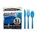 Party Essentials Hard Plastic Cutlery Combo Pack, 51 Pieces/17 Place Settings, Neon Blue