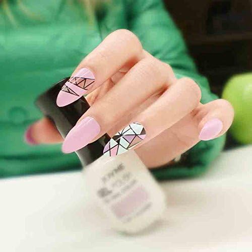 Nail Art 24pcs Long False Nails Stiletto Nail Tips Magic Geometric for fair lady