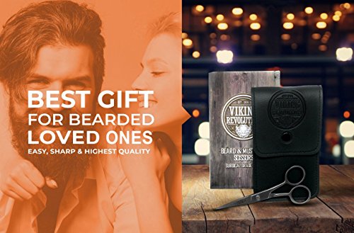 BEST DEAL Beard and Mustache Scissors w/Comb and Synthetic Leather Case Professional Sharp Surgical Grade Steel for Trimming, Grooming, Cutting Mustache, Beards & Eyebrows Hair