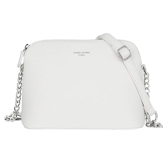 David Jones - Damen Kleine Umhängetasche - Saffiano Leder Feste Schultertasche - Kette Schulterriemen Abendtasche - Reißversc