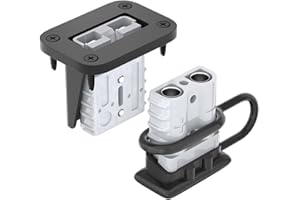 50A Battery Cable Connector with Bracket for Marine Boat Winch Trolling Motor Power Connection, 6-12 Gauge Wire Terminal Kit,