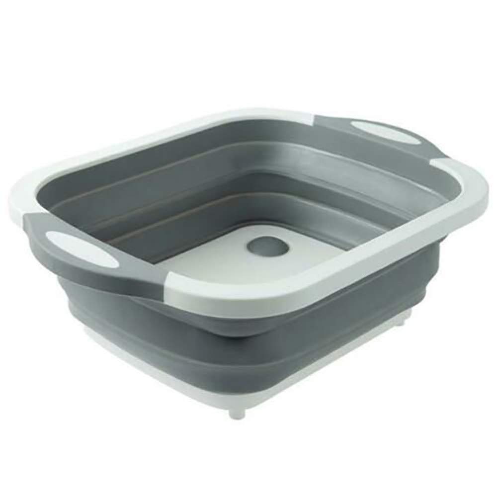 Buffer HH28YT1719-50 Multifunctional Foldable Chopping Board Collapsible Cutting Board Household Portable Folding Washing Sinks Drain Basket for Kitchen Camp (Gray)