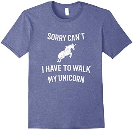 Mens Sorry Can't I Have To Walk My Unicorn Large Heather Blue