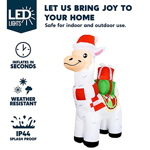 Joiedomi 6 FT Tall Christmas Llama Inflatable with Builtin LEDs Blow