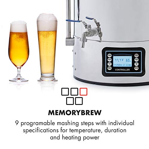 Klarstein Mundschenk • 8 Gallon • Mash Tun • Beer Brewer • Home Brewing System • Mash Tun • 304 Steel • Home Fermentation of Beer and Wine • LCD and Touch Panel • Stainless Steel - Thumbnail 5