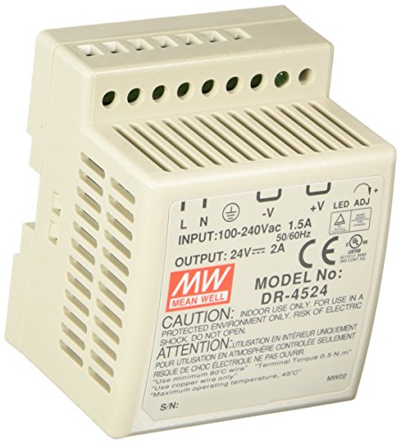 Mean well dr-4524 ac to dc din-rail power supply, 24v, …