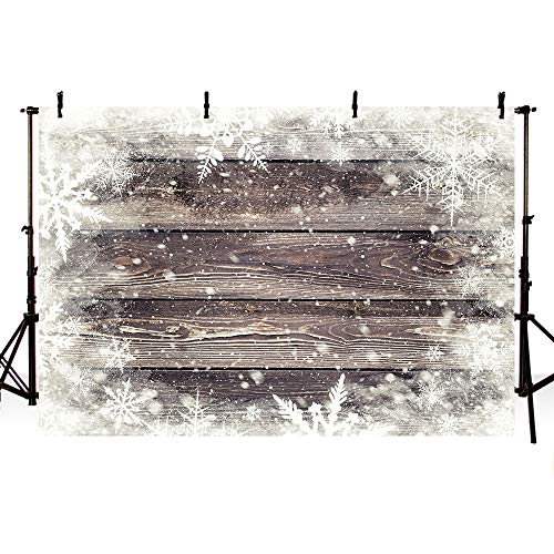 MEHOFOTO Winter Wood Photography Backdrops Props Winter Wonderland Snowflakes Birthday Wedding Party Decoration Photo Studio Booth Background Banners 7X5ft