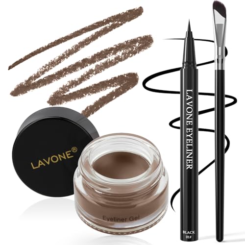 Eyeliner Kit, Waterproof Gel Eyeliner, Liquid Liner and Brush... 518l UU4p+L