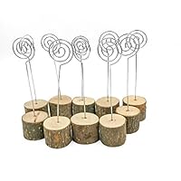 senover Rustic Real Wood Base Wedding Table Name Number Holder Party Decoration Card Holders Picture Memo Note Photo Clip Holder (10pcs Table Numbers)