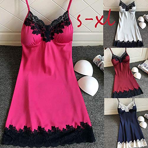 Valentine's Best Gift!!!Kacowpper Satin Sleepwear Women Ladies Nightwear Nightdress Sexy Lingerie with Chest Pads - Thumbnail 3