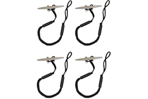 JRANTER Bungee Dock Lines - Boat Accessories - 4 Feet Shock Cords Docking Rope Mooring Rope for PWC,Jet ski,Pontoon,Kayak,Canoe,Power Boat,Watercraft (Black)