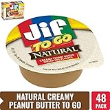 Jif To Go Natural Creamy Peanut Butter, 1.5 oz., 6-12oz 8 pack (48 Total Cups) - Convenient On the Go Pack, 7g (7% DV) of Protein per Serving, Smooth, Creamy Texture - No Stir Natural Peanut Butter