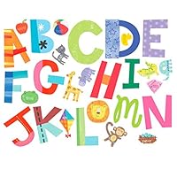 Wallies Wall Decals, Alphabet Fun Wall Stickers, Includes 26 Letters