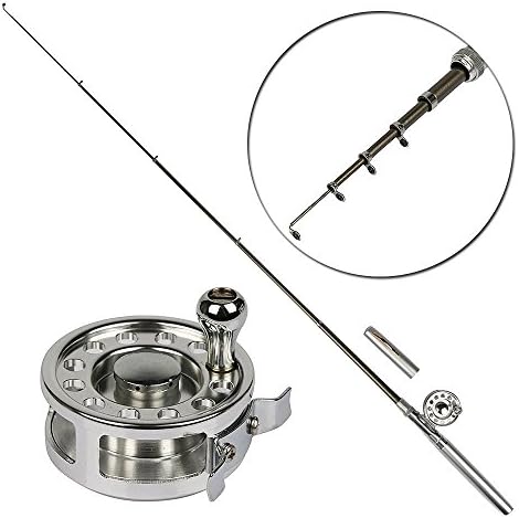 Meiyu Mini Telescopic Rod Combo 5'3" Travel Mate Fishing Pen Portable Float Fishing Rod Color Silver Centerpin Reel Pocket Pen Fishing Combo