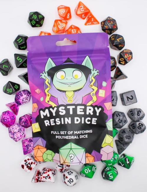Mystery Dice Goblin Halloween Polyhedral Dice Set, 7-Piece Resin Dice with Themed Colours