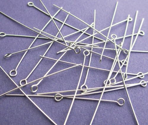 New 38mm 24 Gauge 925 Sterling Silver Eye Pins 24pcs.