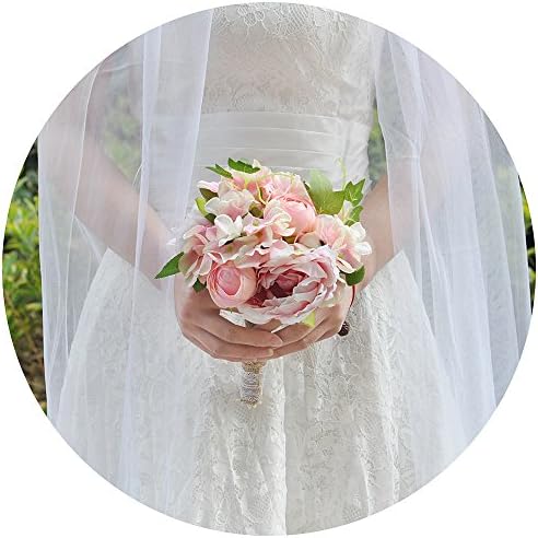 ULAPAN Bridal Bouquets Flowers,Bridesmaid Bouquet Flowers,Wedding Silk Roses Bouquets,Wedding Bouquets For Bride,Artificial Flowers For Wedding,Blush,F15