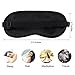 Fitglam Pure Silk Sleep Mask + Reusable Cold/Hot Therapy SPA Gel Eye Mask Set - Improve Sleeping, Alleviate Puffy, Swollen Eyes, Fatigue, Headache and Tension - Best Eye Mask for Men Women (Black)